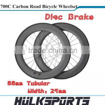 Wholesale bicycle wheels 700c full carbon road bike wheels 88mm carbon Tubular wheelset with 25mm width