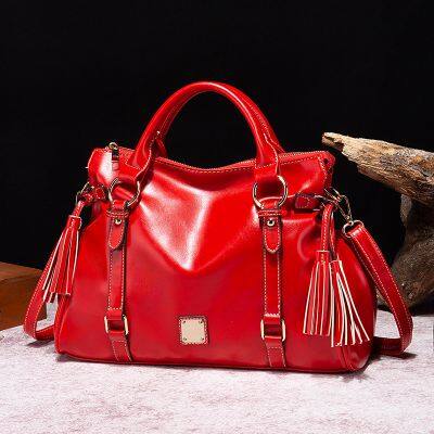 Crossbody Shoulder Bag,Synthetic Leather Women Tassel Fringed Tote Bag,Designer Large Capacity Solid Color Handbag,Retro Satchel photo-3