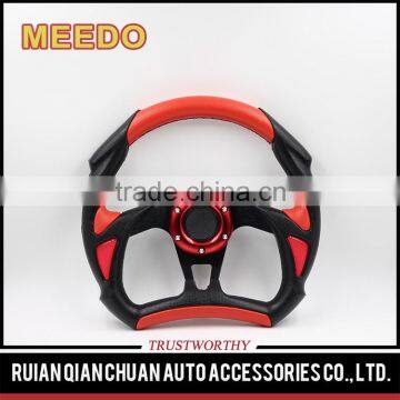 BLACK PVC LEATHER RACING STEERING WHEEL