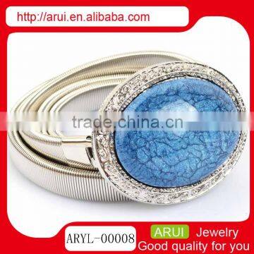 New design girls waist chain silver frame sexy blue stone waist chain