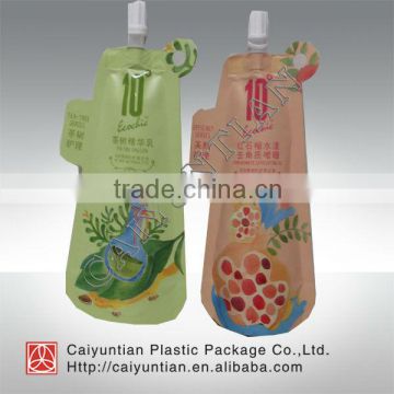 Beautiful Designed liquid stand up pouch with spout for comestic packaging