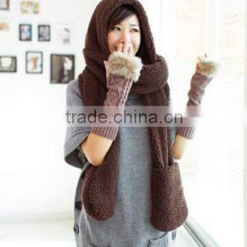 Wholesale Winter Ladies Fashion Hooded Scarf Mink Fur Poncho photo-5