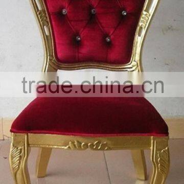 Gold carving frame red velvet dining chair XD1032