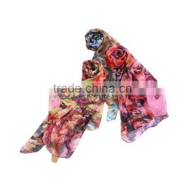 QD80545 China Wholesale Woman Fashion Scarves Long Scottish Silk Scarf