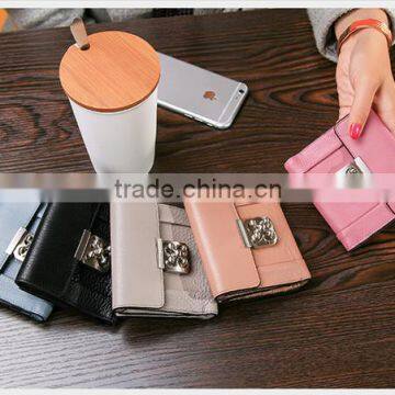 Short style flowers spin button square zero wallet