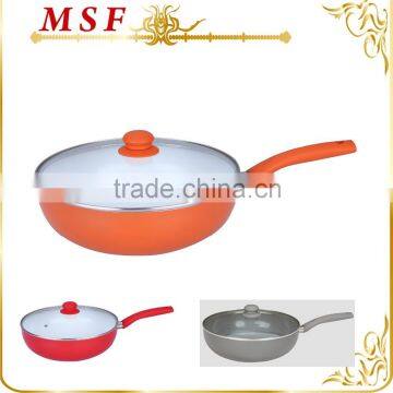 MSF-6626-Wok Big sizes wok pan with ceramic non stick coating pressing aluminum wok