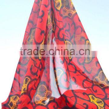 stock printed chiffon fabric red chiffon fabric