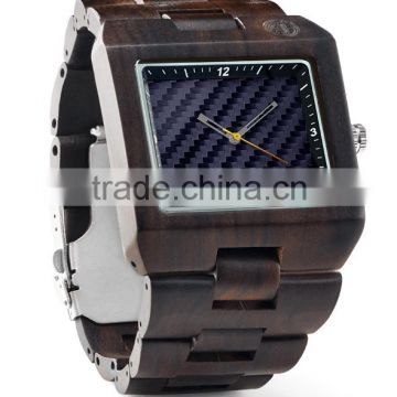 Custom Square Case Wooden Watches for Men Quartz Men Bamboo Watches