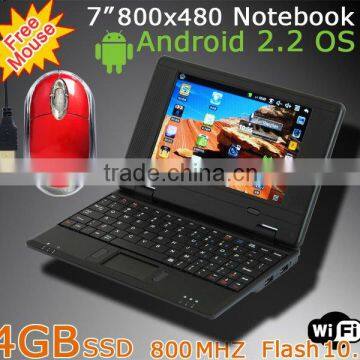 Mini 7 Inch 4GB SSD 800MHZ GOOGLE Android 2.2 Flash WiFi Netbook Notebook