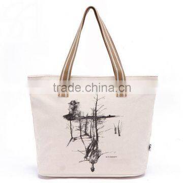 Heavy duty cotton canvas shopping tote bag/shopping bag with durable cotton handle