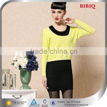 Two-piece Dress For Black And Yellow Mini Long Sleeve