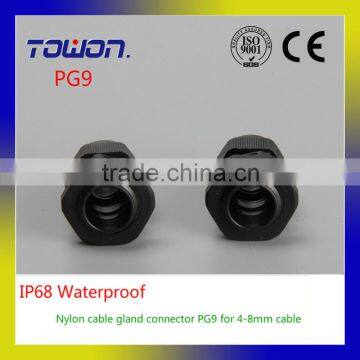 Hot Sale IP68 Waterproof Nylon Plastic White Cable Gland Connector PG9 for 4-8mm Water Joint