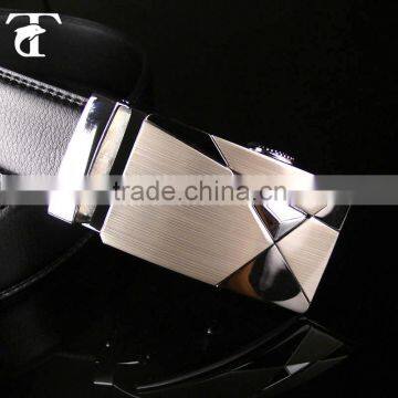 Factory direct sell black color men's cowhide leather belt with alloy buckle