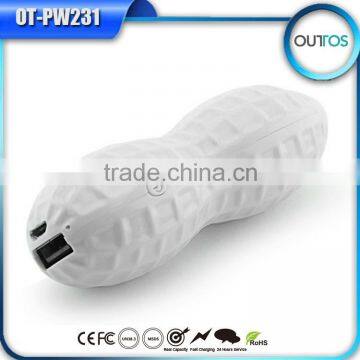 New design peanut shape smart led torch light portable power bank 2600mah