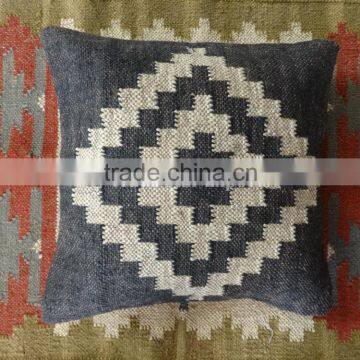 Hand Woven Kilim Pillow Cover Indian Jute Cushions 18X18 Decorative Throw Shams photo-3