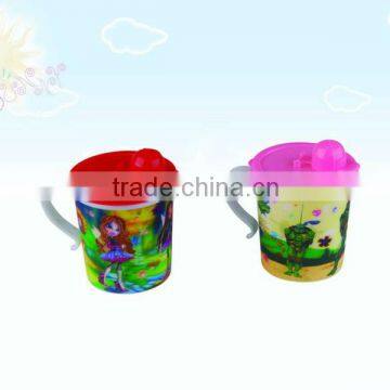 320ml customized 3D pp cup with straw and handle