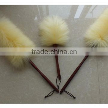 Hot sell Lambswool Feather Magic Wooden Handle Duster with yellow color