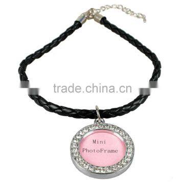 Dog Bone Heart Round Photo Frame DIY Mini Crystal Pendant Charm Necklace photo-3
