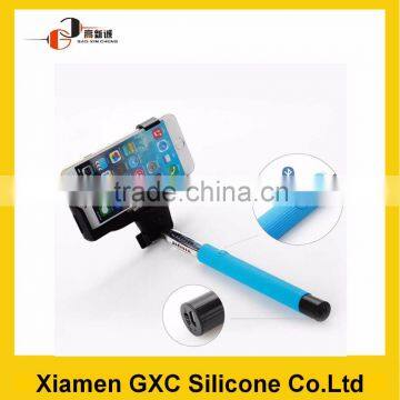 Newest stainless steel +selfie stick with bluetooth shutter button