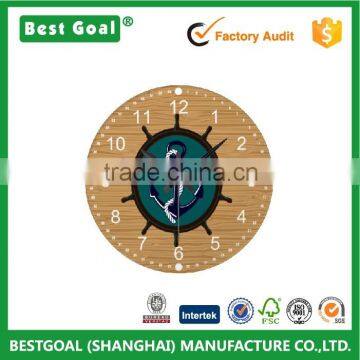 Digital wooden ship wheel wall clock