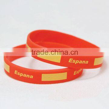 Promotional debossed with color fill silicone bracelets