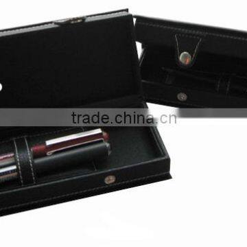 factory wholesale stylish black leather pen box