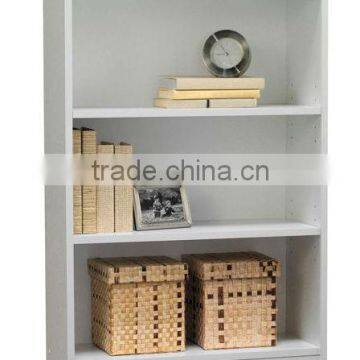 white wooden 3-Shelf Bookcase Multiple Finishes