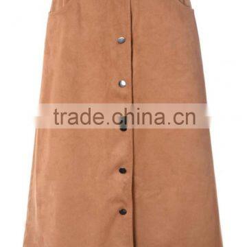 Hot Selling Tan Suede Button Down Maxi Skirt