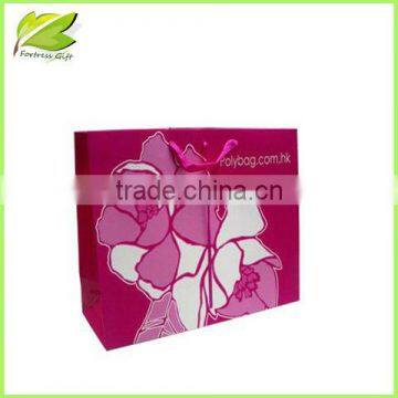 2013 hot sale pink rose flower design gift paper bag