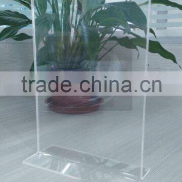 Acrylic material Made in China T shape advertising acrylic menu holder/table tent sign holder