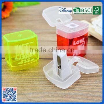 2016 Hot sell fashion school plastic double hole sharpener of hand for kids