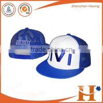 Summer trucker snapback cap mesh cap 5 panels flat brim snapback cap/hay