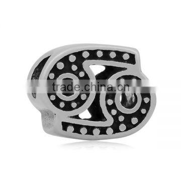 Wholesale 12 Constellations Totem Vintage Tone Stainless Steel Big Hole European Charm Beads Jewelry Accessories SEB-LG527