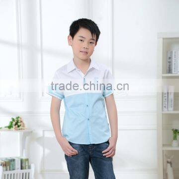 Custom fancy boys top shirt plain dyed short sleeve shirts