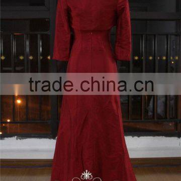 Real Works Wine Red Evening Dresses China With Detachable Cape 2015 photo-3