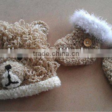 Gorgeous Handmade Crochet Baby Lion Animal Booties and Hat