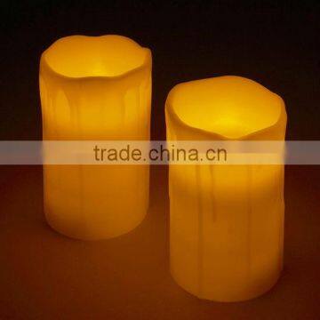 Battery Operated LED Flameless Flickering Wax Candle with Melting Edge