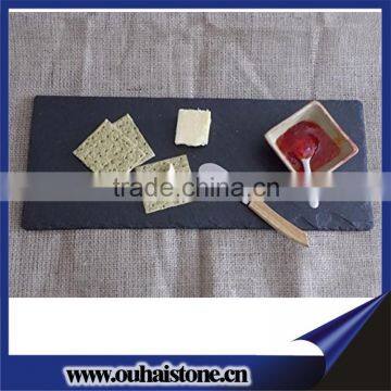 Natural black dinner slate food serving boards with laser print logo