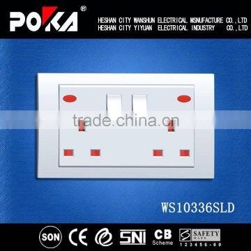 POKA New Design 13A Double electrical outlet With Switch and Light