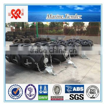 Boat accessories high quality of pneumatic rubber marine fender with chain and tires