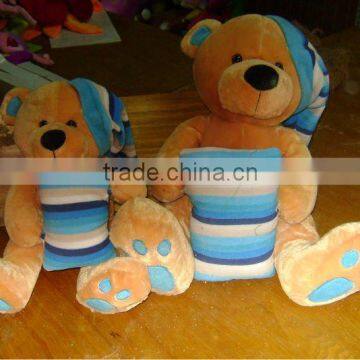 Lovely and cheap valentine gift plush teddy bear with shirt&hat