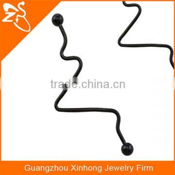 fashion black curve industrial barbell piercing jewelry industrial ear piercing for woman