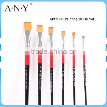 ANY 6PCS Set Nylon Paint Brush Wood Handle High-tech Nylon Hair