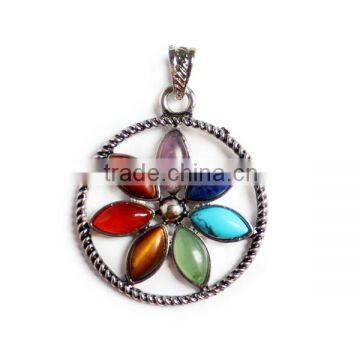 Natural agate quartz flower shape pendant