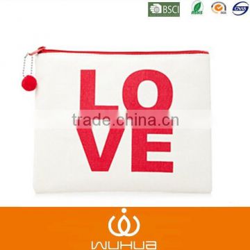 cute canvas makeup pouch for essentials with printed "Love"