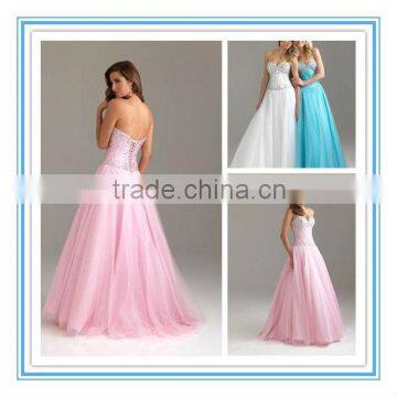 Princess Pink Long Floor-length Evening Dresses For Wedding(EVFA-1017)