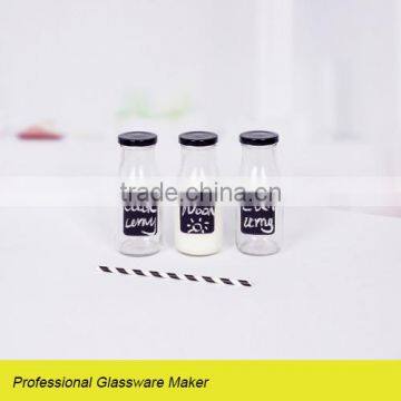 black board 3pcs Glass Milk bottle with black lid