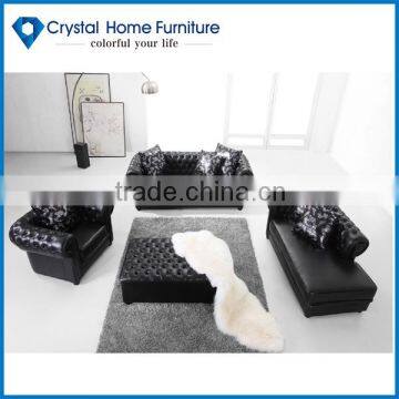 Crystal furniture italian leather chesterfield sofa set