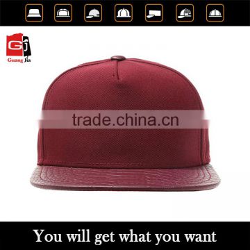 Custom blank 5 panel snapback cap flat brim snap back hat wholesale