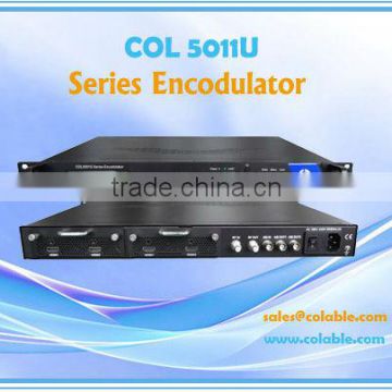 Mpeg 2,Mpeg4 avc/h.264 encoder, dvb-s2 tunner,ISDB-T,DVB-C ,DVB-T ATSC RF modulator, Series Enco-modulator combo COL5011U